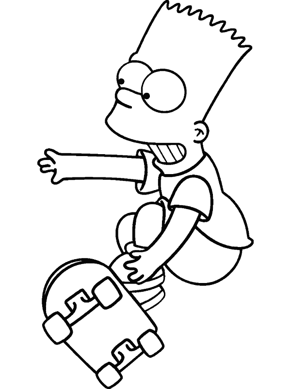 Coloriage A Imprimer Bart Simpson Fait Du Skate Gratuit Et Colorier